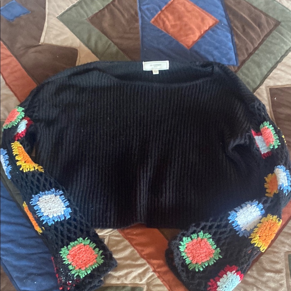 Colorful Crochet Sleeve Sweater